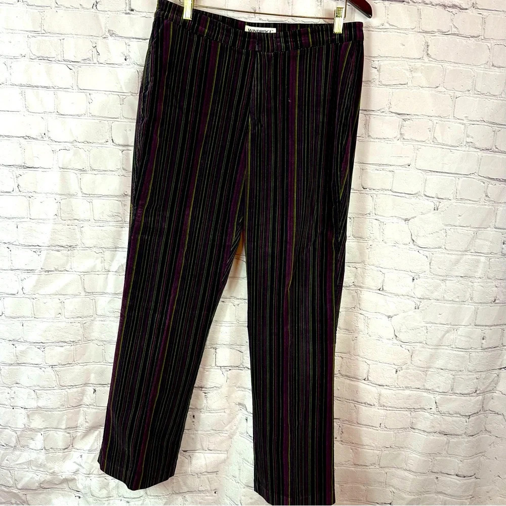 windridge cheryl nash striped pants sz 14 purples green